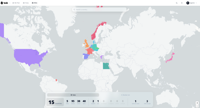 screenshot of the atlas world bucketmap tracker