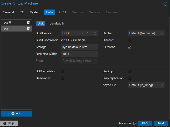 Adding the iSCSI-backed data disk to the VM