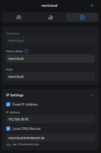Creating a DHCP reservation and local DNS entry in UniFi